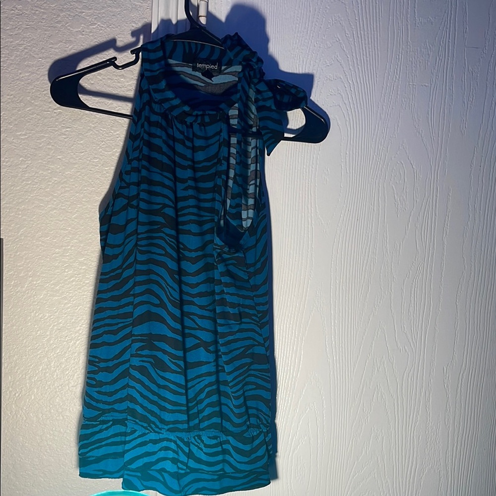 Tempted Blue Ruffled Tank Top